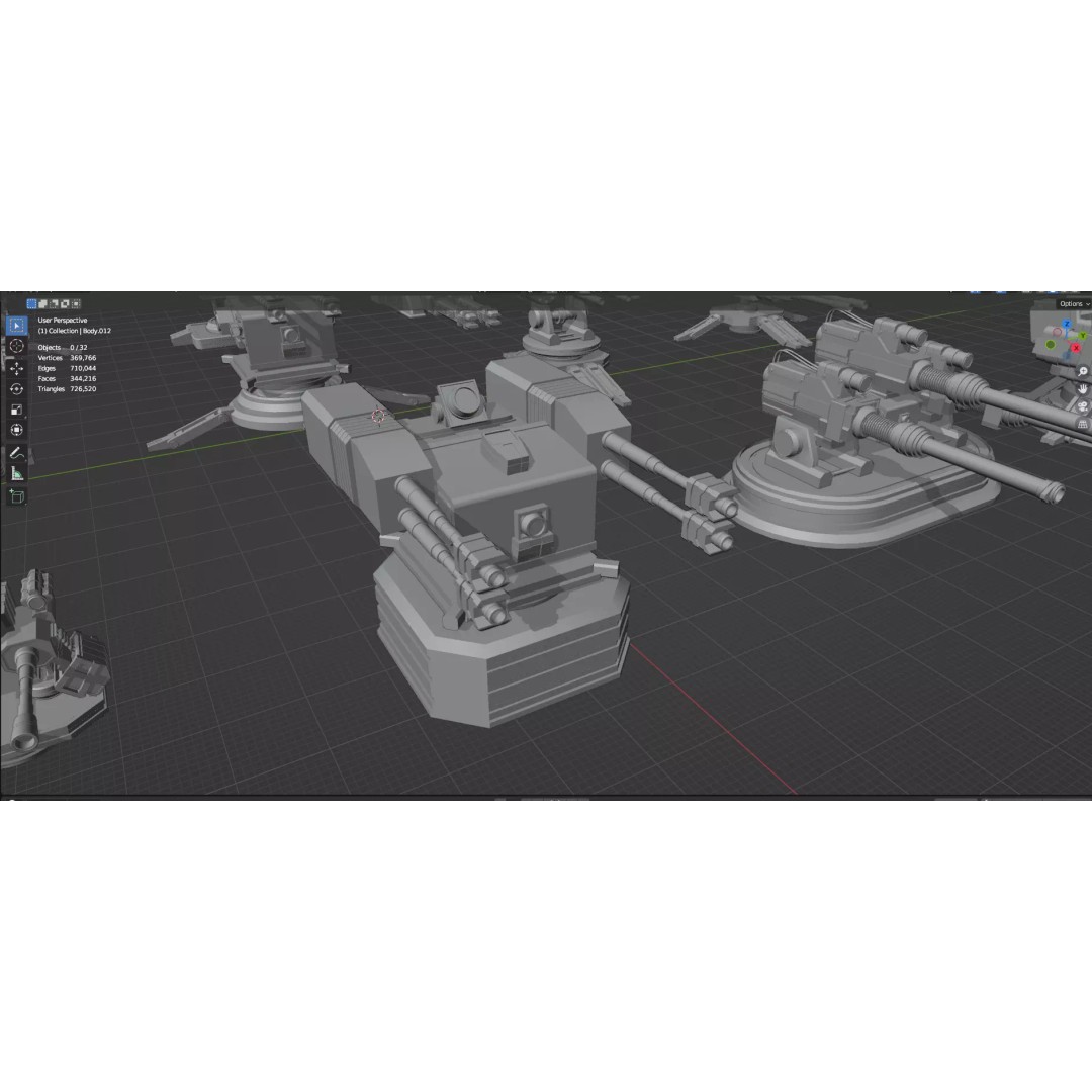 Turret and AA Gun 3D Model – Low Poly Defense Pack, FBX, OBJ - View 96