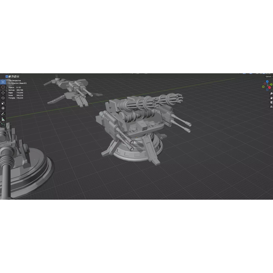 Turret and AA Gun 3D Model – Low Poly Defense Pack, FBX, OBJ - View 97