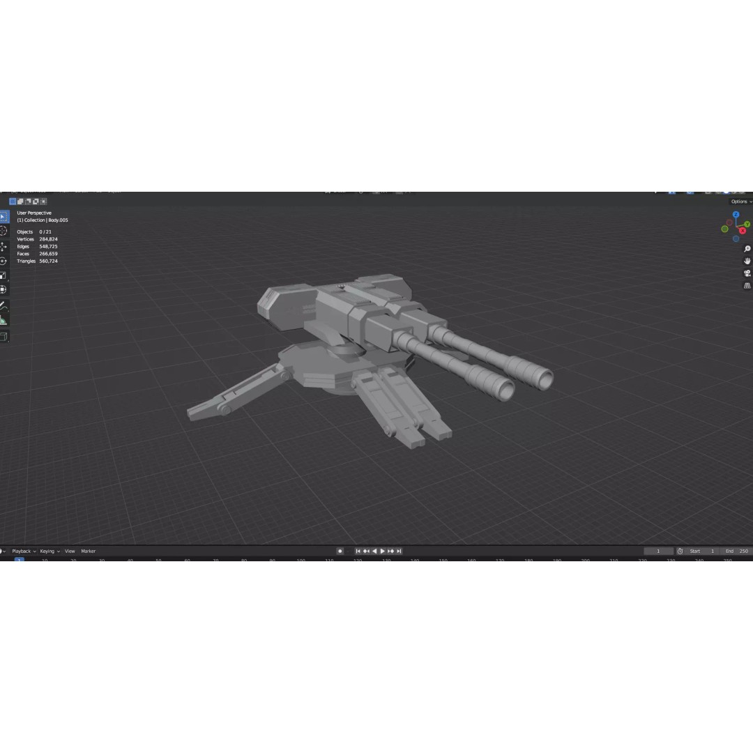 Turret and AA Gun 3D Model – Low Poly Defense Pack, FBX, OBJ - View 98