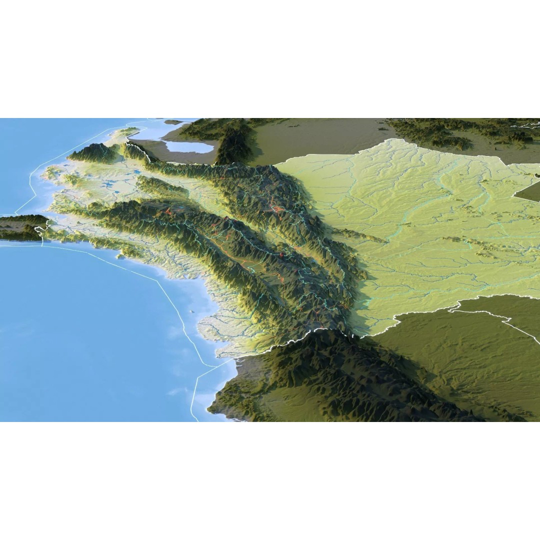 Colombia Map 3D Model – Realistic Satellite Terrain, FBX, OBJ - View 14
