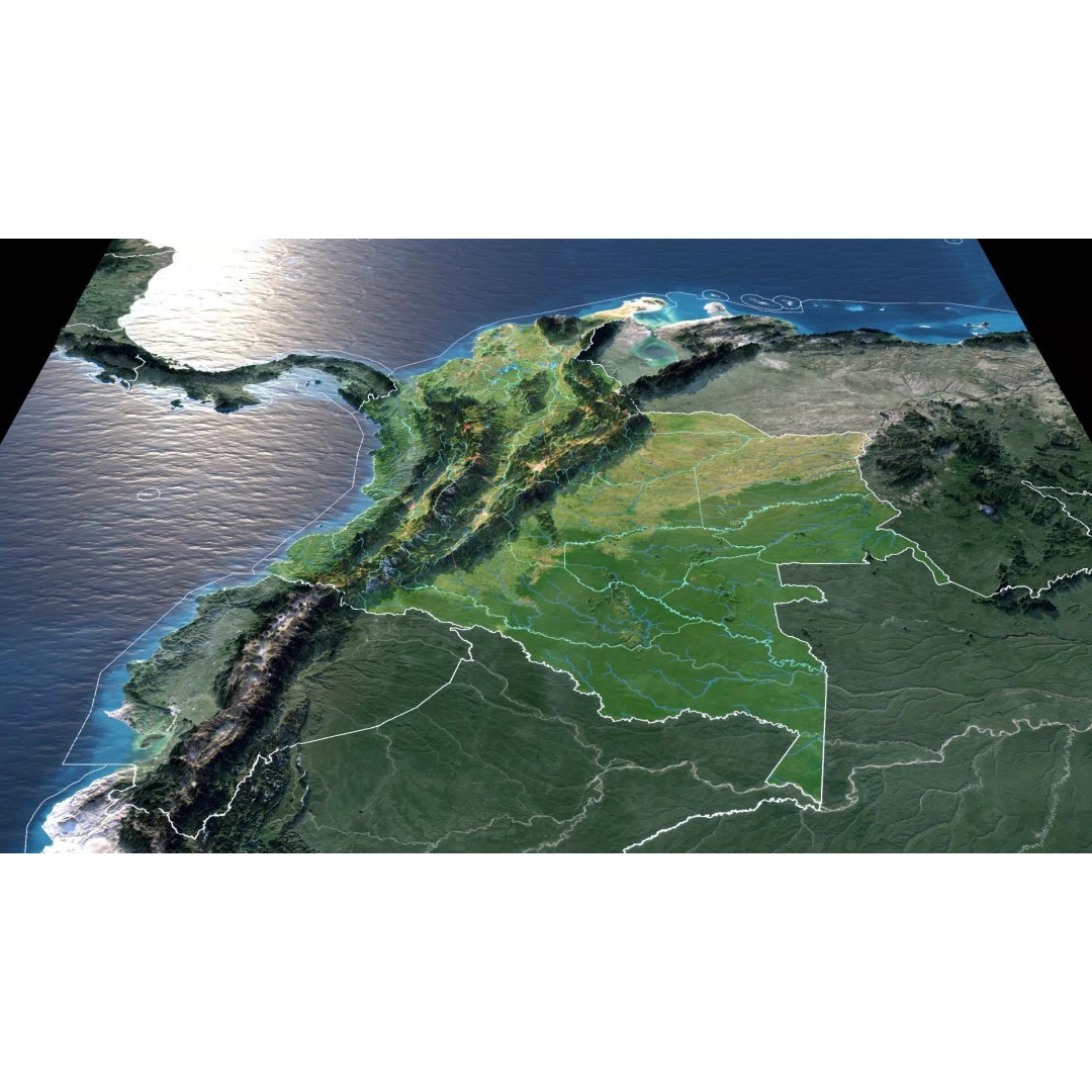 Colombia Map 3D Model – Realistic Satellite Terrain, FBX, OBJ - View 4