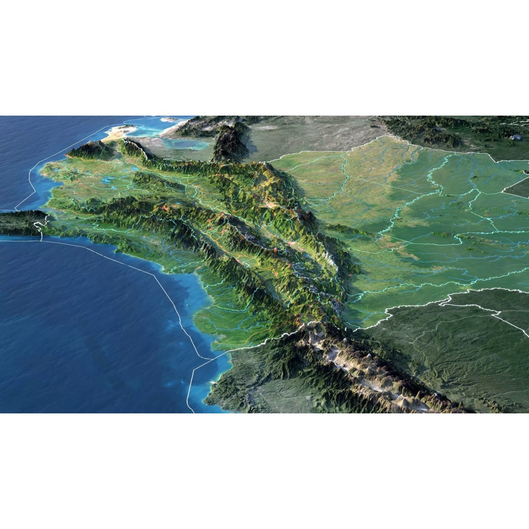 Colombia Map 3D Model – Realistic Satellite Terrain, FBX, OBJ - View 5