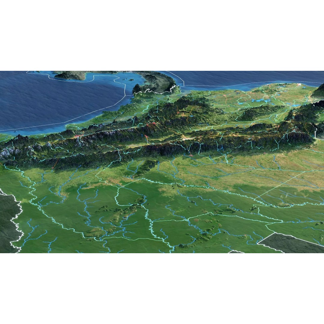 Colombia Map 3D Model – Realistic Satellite Terrain, FBX, OBJ - View 6