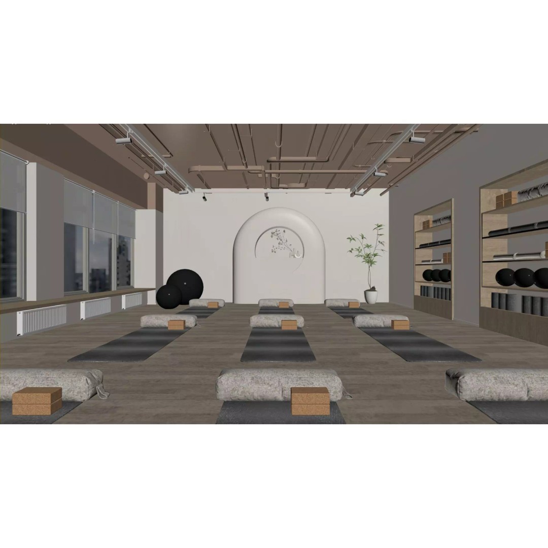 Yoga Studio 3D Model – Modern Minimalist Zen Space, FBX, OBJ - View 3