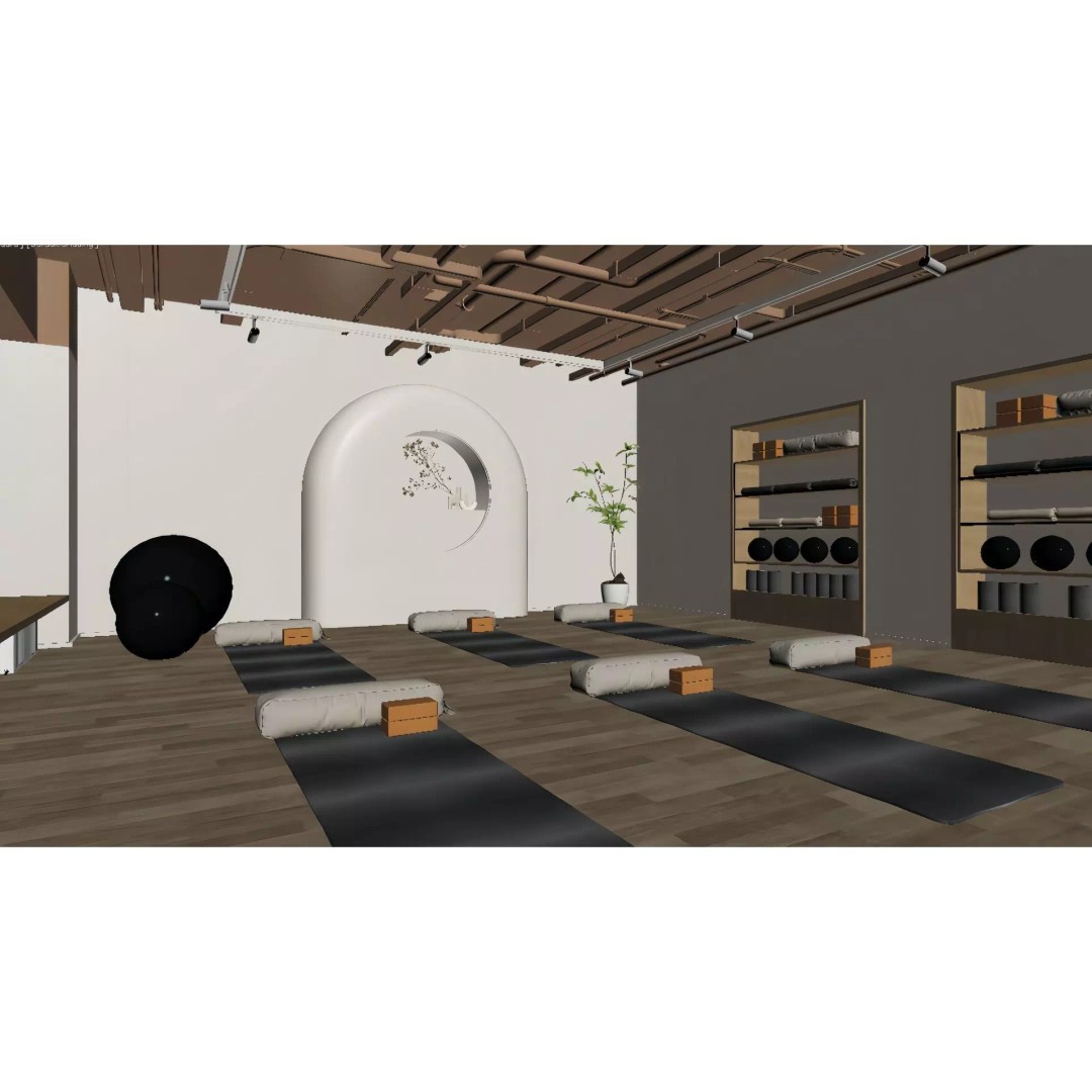 Yoga Studio 3D Model – Modern Minimalist Zen Space, FBX, OBJ - View 4