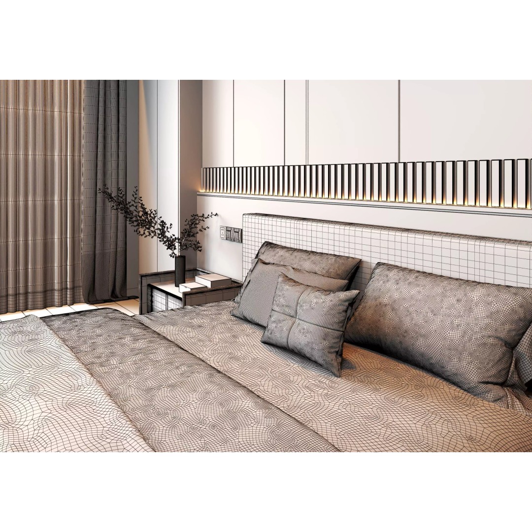 Bedroom Interior 3D Model – Modern Design, Game-Ready FBX & OBJ Formats