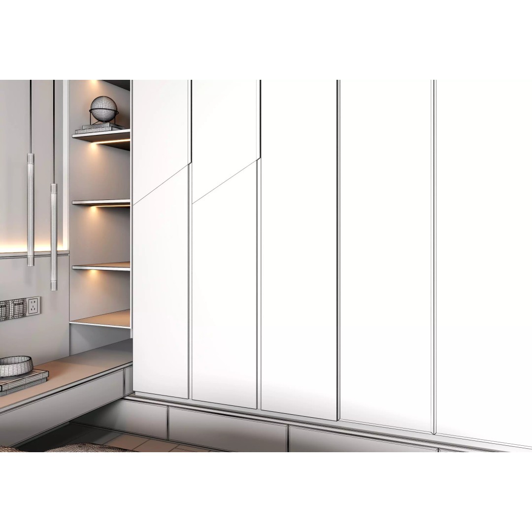 Bedroom Interior 3D Model – Modern Design, Game-Ready FBX & OBJ Formats - View 13
