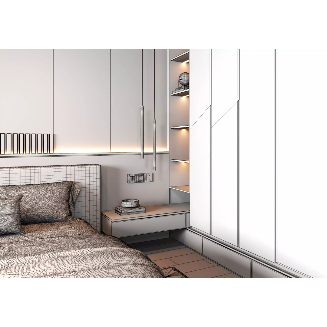 Bedroom Interior 3D Model – Modern Design, Game-Ready FBX & OBJ Formats - View 15
