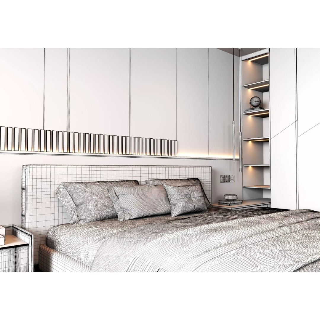 Bedroom Interior 3D Model – Modern Design, Game-Ready FBX & OBJ Formats - View 16