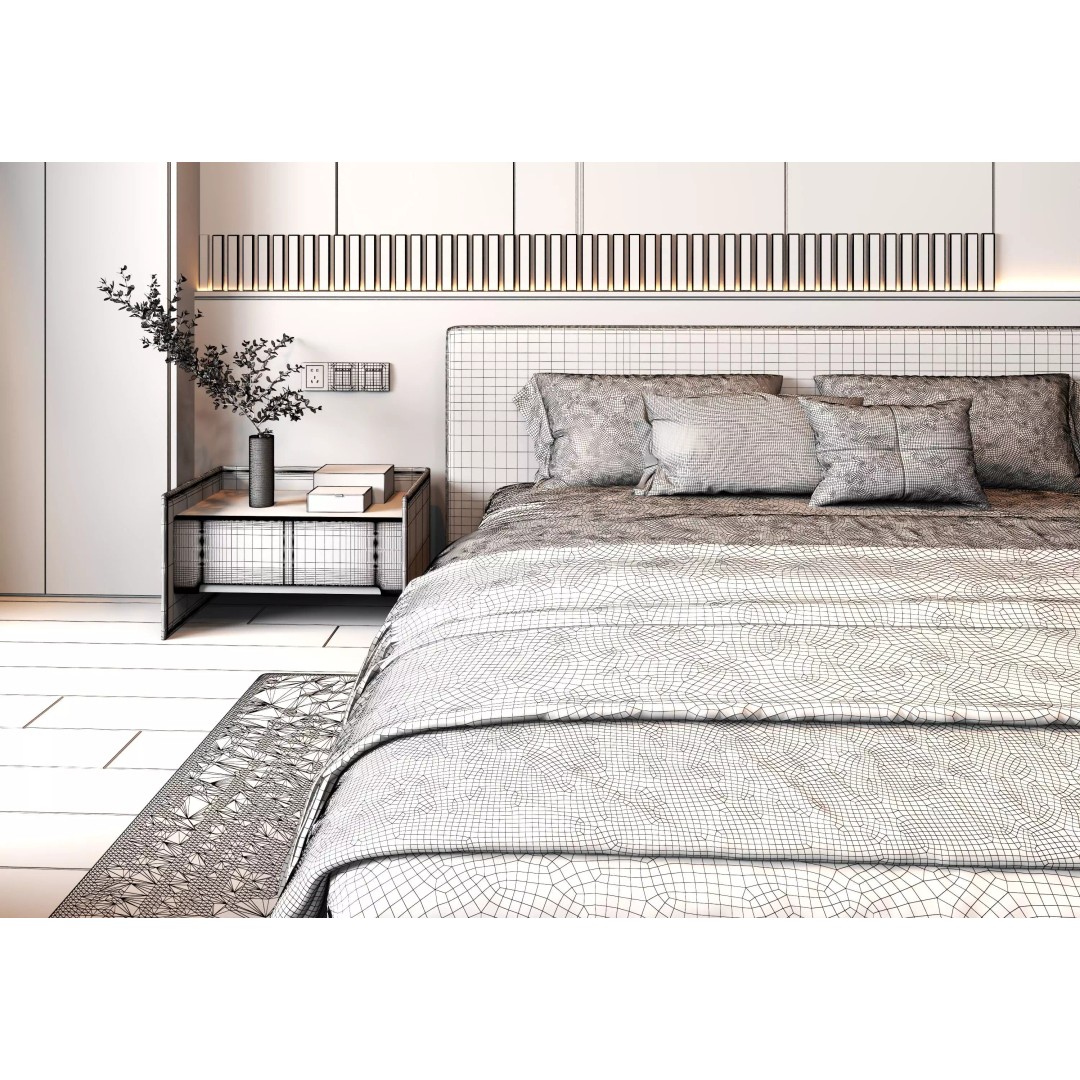 Bedroom Interior 3D Model – Modern Design, Game-Ready FBX & OBJ Formats - View 18