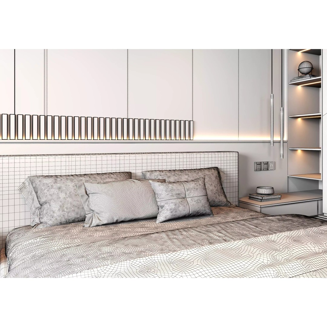 Bedroom Interior 3D Model – Modern Design, Game-Ready FBX & OBJ Formats - View 19