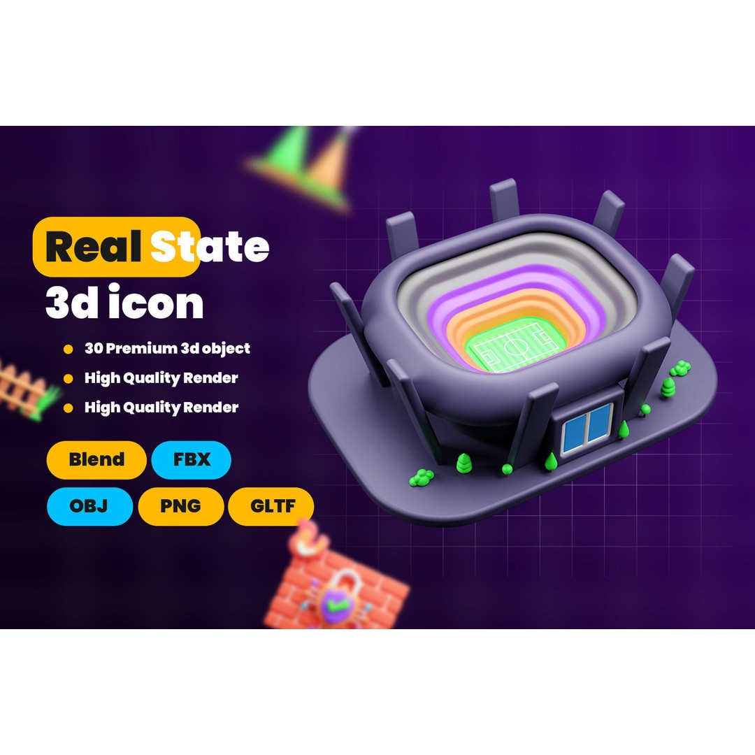 Real Estate Icon Pack 3D Model – Modern Illustration, Multiple Formats - View 3
