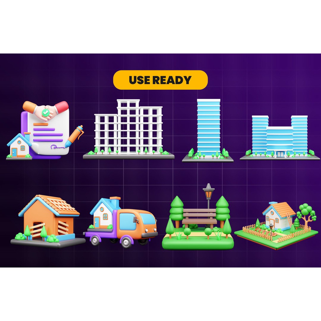 Real Estate Icon Pack 3D Model – Modern Illustration, Multiple Formats - View 5