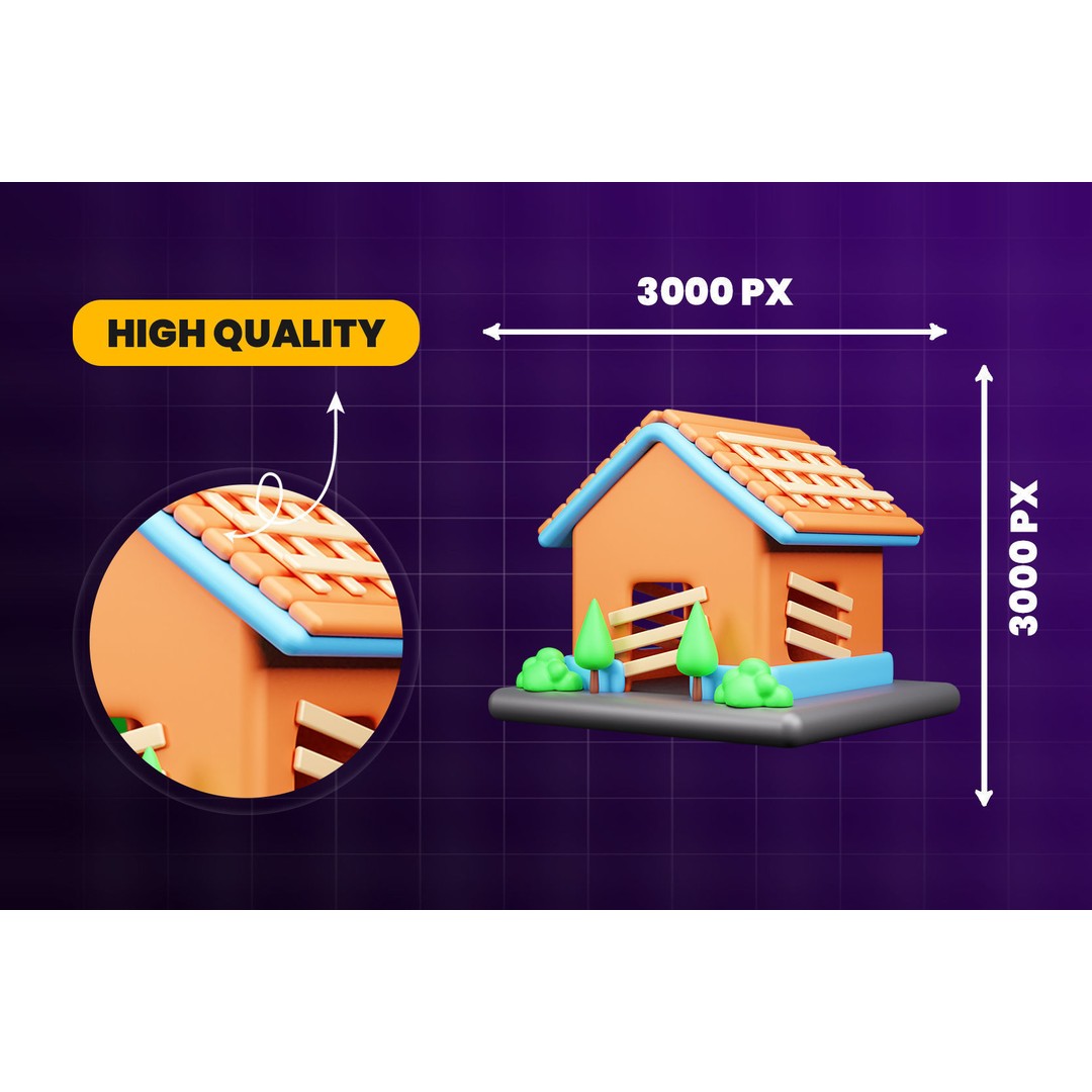 Real Estate Icon Pack 3D Model – Modern Illustration, Multiple Formats - View 7