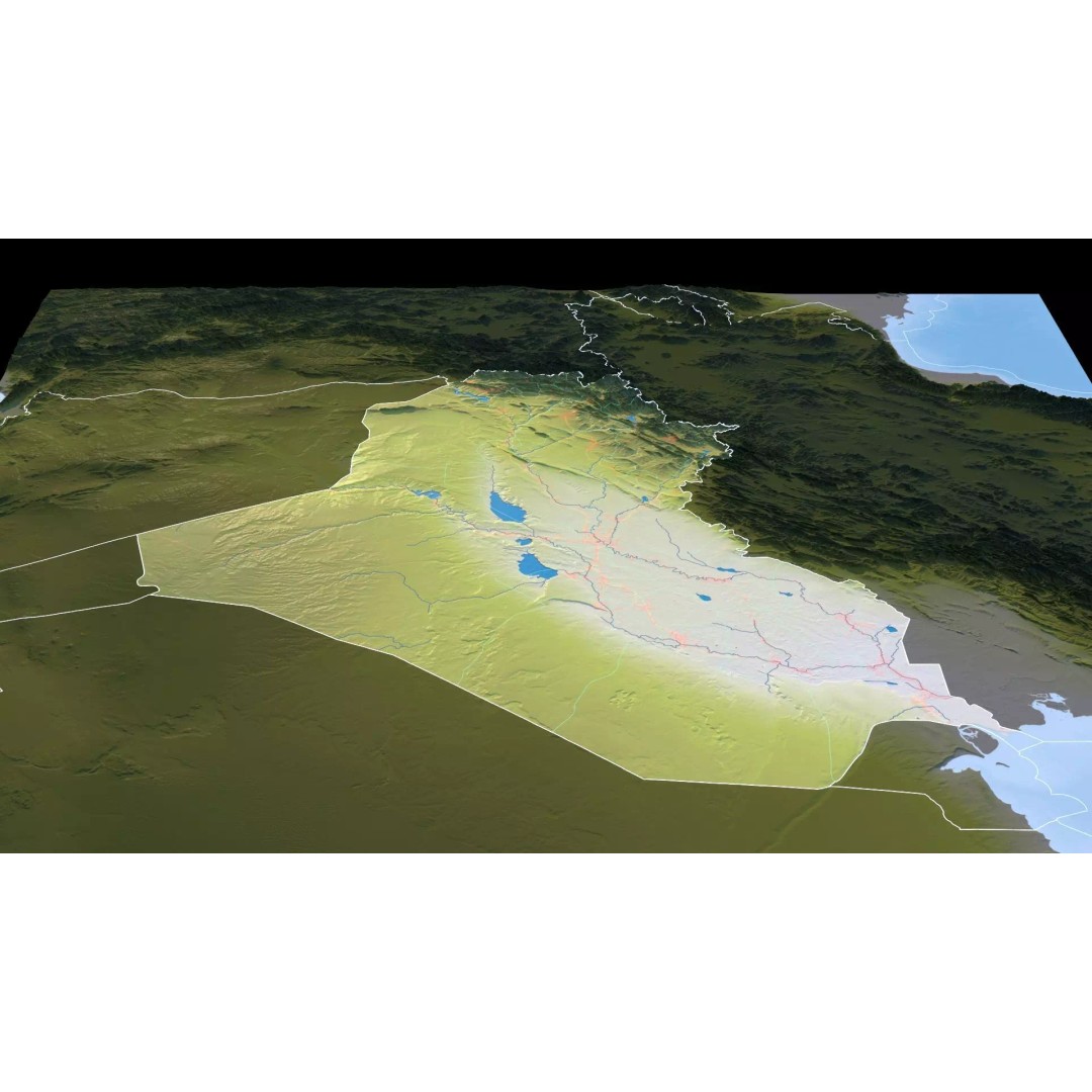 Iraq Map 3D Model – Realistic Satellite Terrain, 22K Textures, FBX, OBJ - View 13