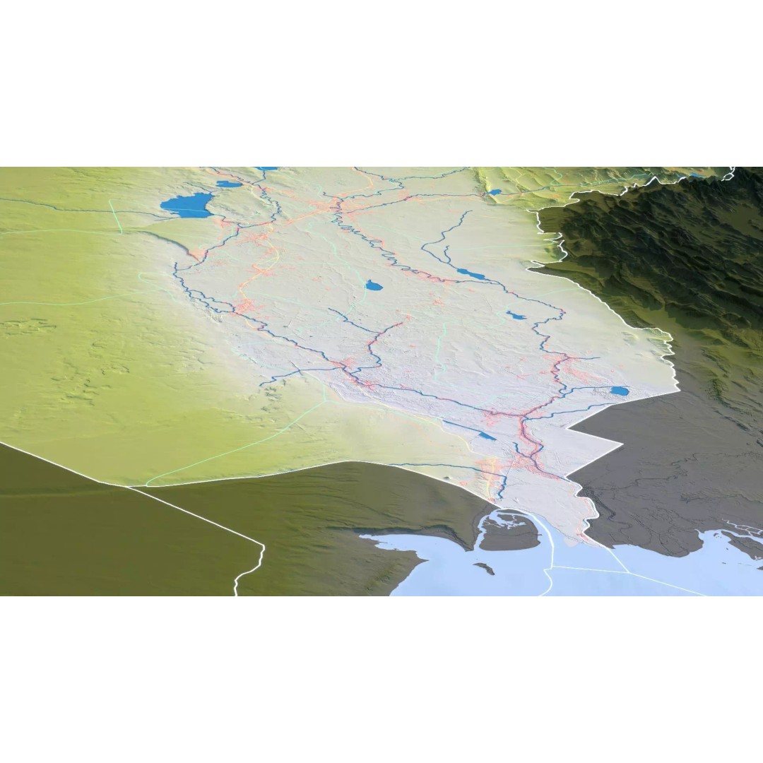 Iraq Map 3D Model – Realistic Satellite Terrain, 22K Textures, FBX, OBJ - View 15