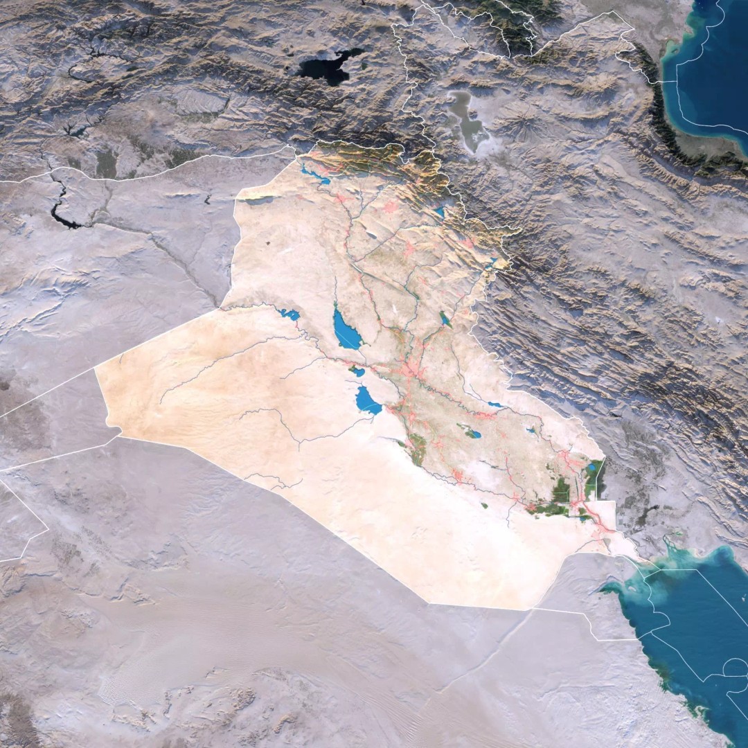 Iraq Map 3D Model – Realistic Satellite Terrain, 22K Textures, FBX, OBJ - View 3