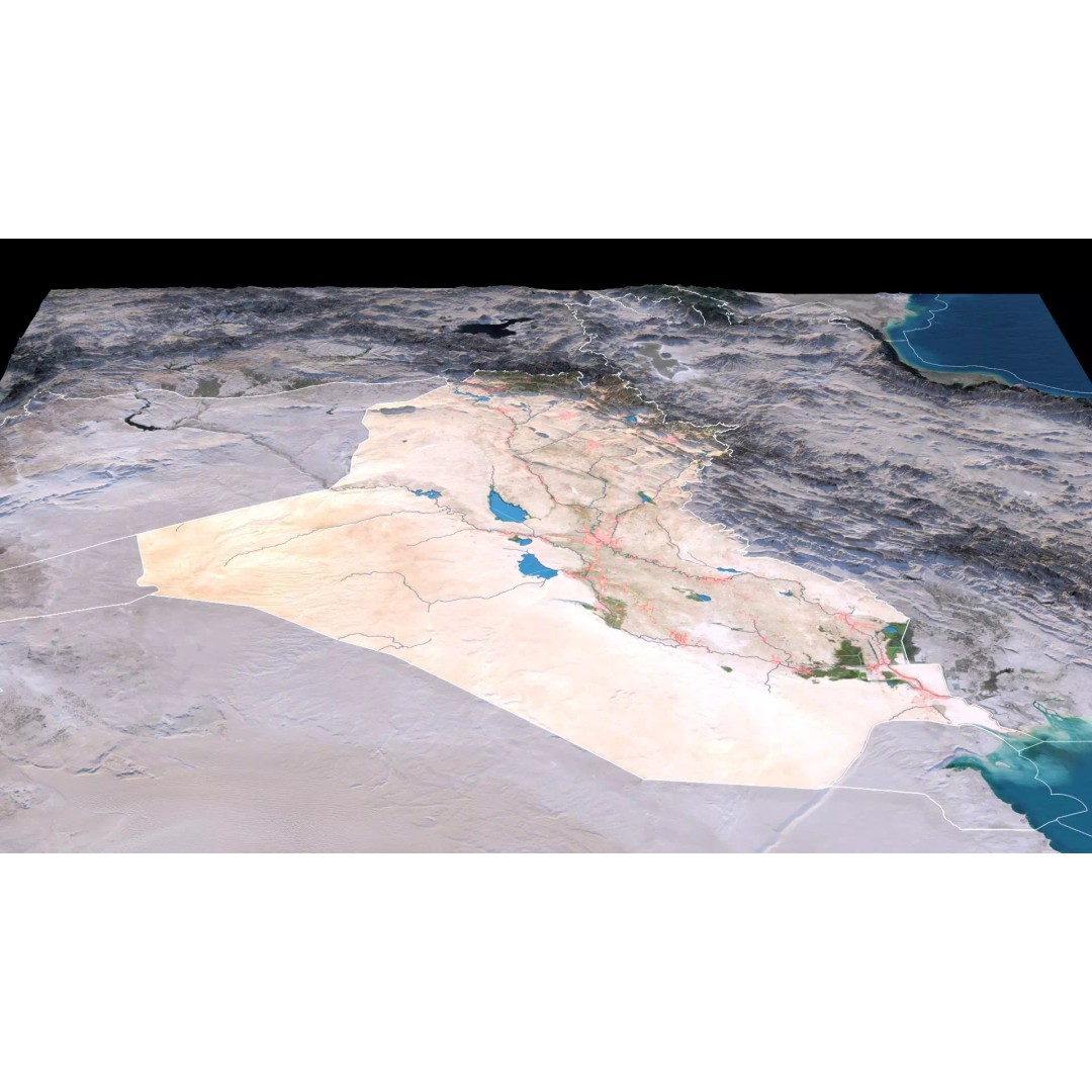 Iraq Map 3D Model – Realistic Satellite Terrain, 22K Textures, FBX, OBJ - View 4