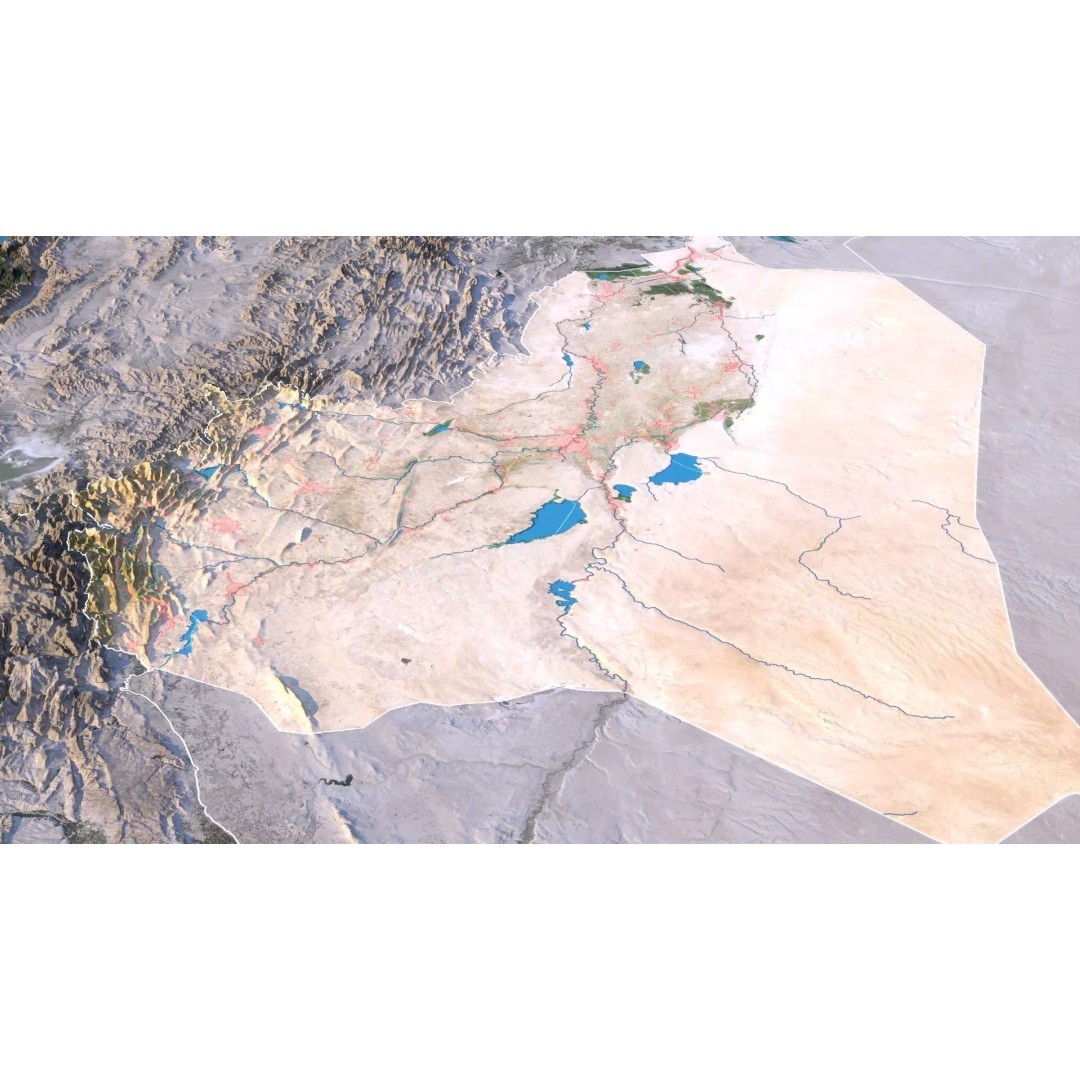 Iraq Map 3D Model – Realistic Satellite Terrain, 22K Textures, FBX, OBJ - View 7