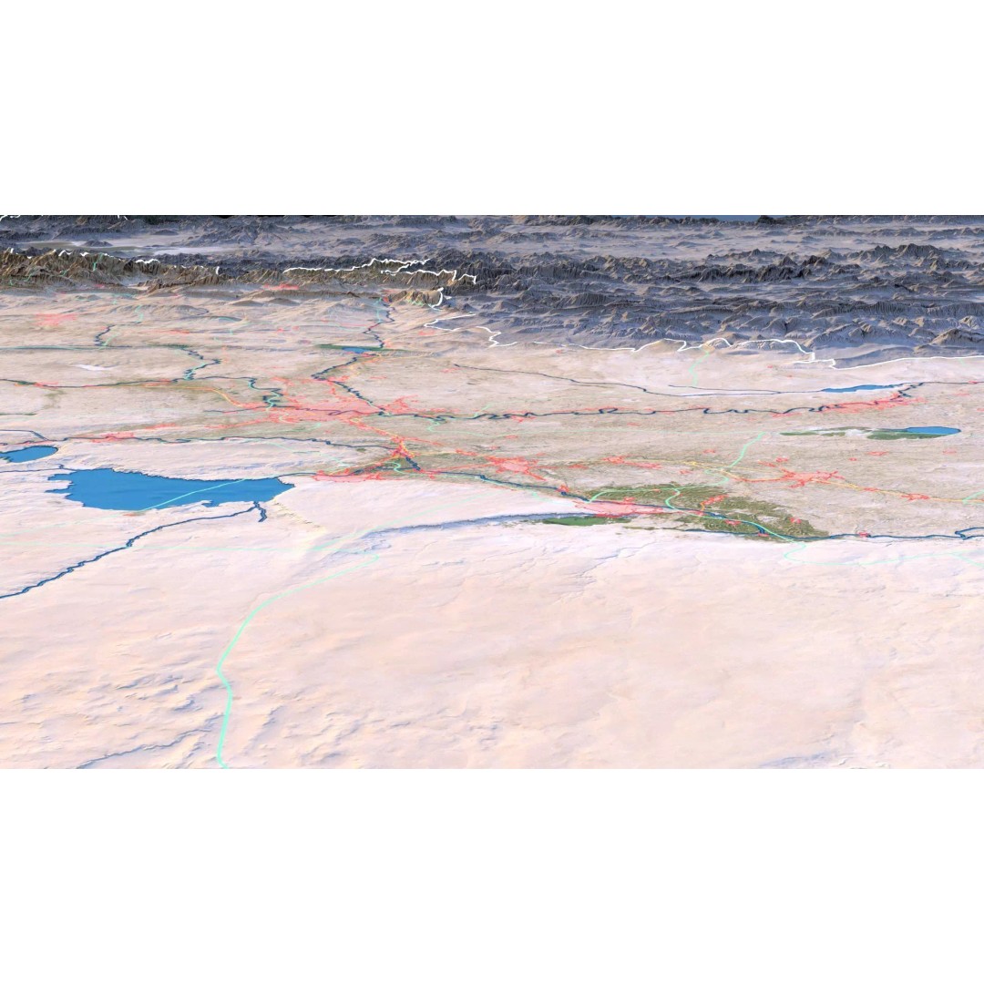 Iraq Map 3D Model – Realistic Satellite Terrain, 22K Textures, FBX, OBJ - View 9