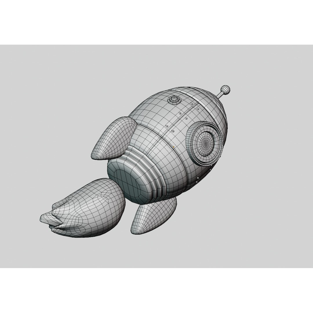 Metal Space Rocket 3D Model – Low Poly Cartoon Spaceship, FBX, OBJ - View 7
