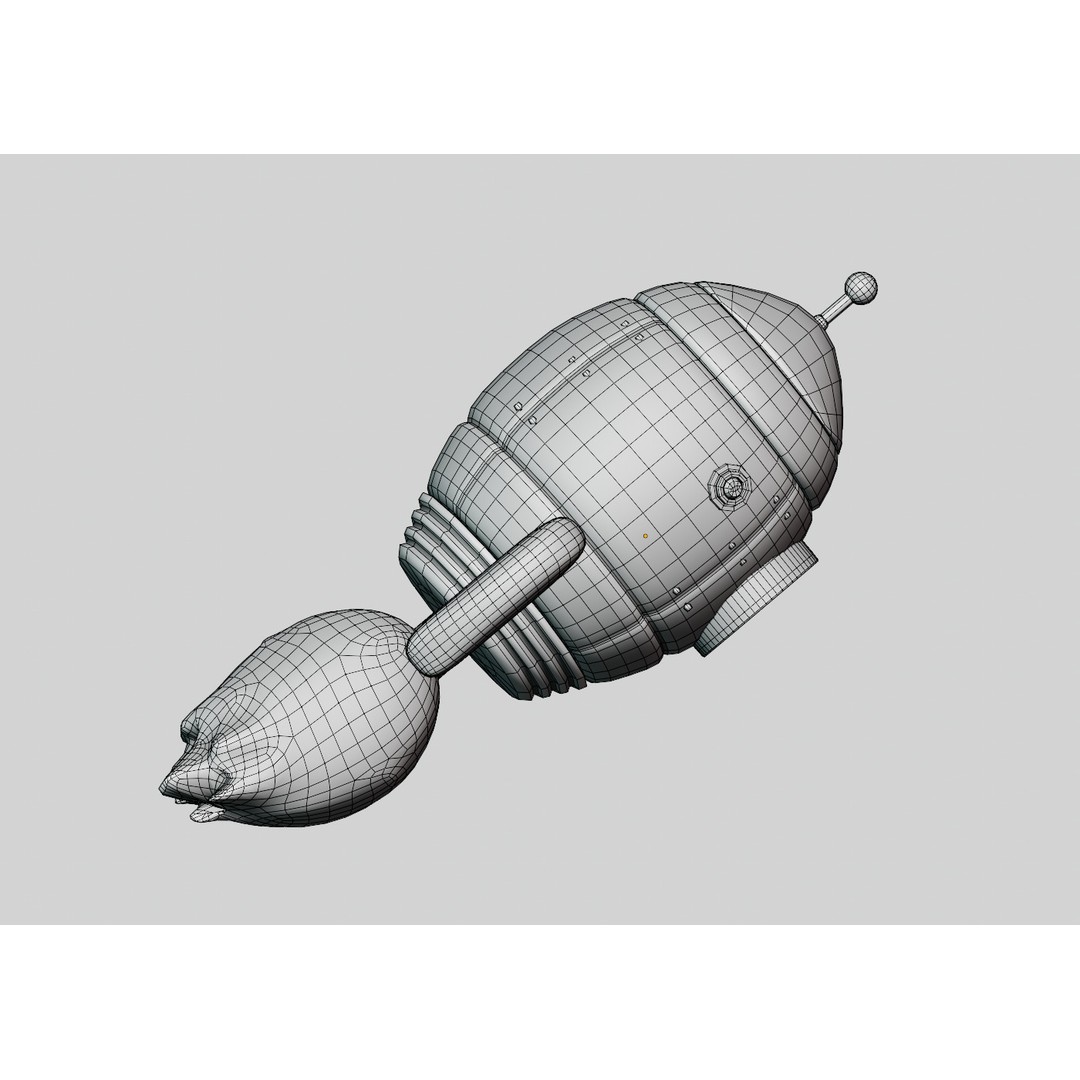Metal Space Rocket 3D Model – Low Poly Cartoon Spaceship, FBX, OBJ - View 9