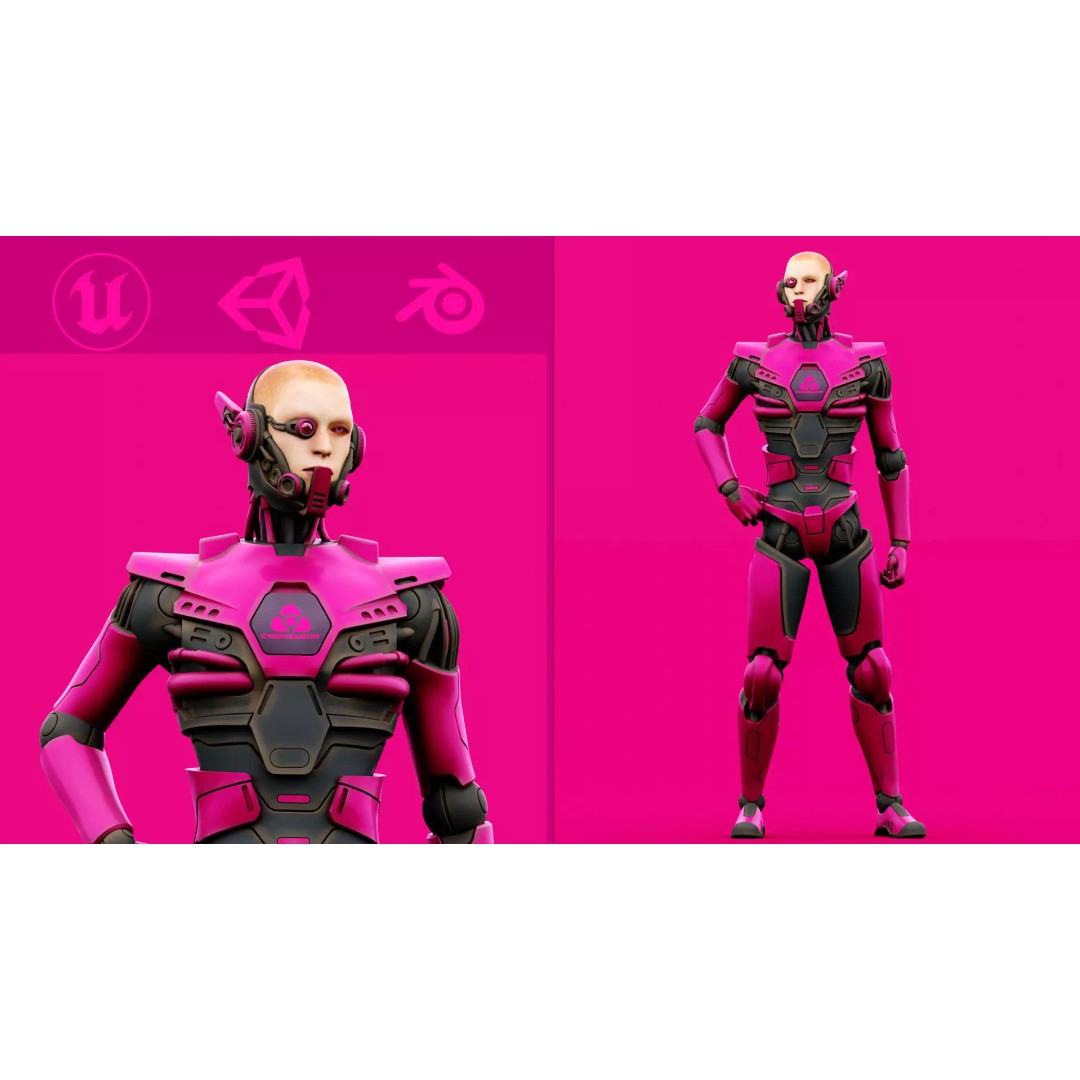 CYBORGTOPIA B-36 3D Model – Rigged Sci-Fi Character for Unity, Unreal Engine - View 2