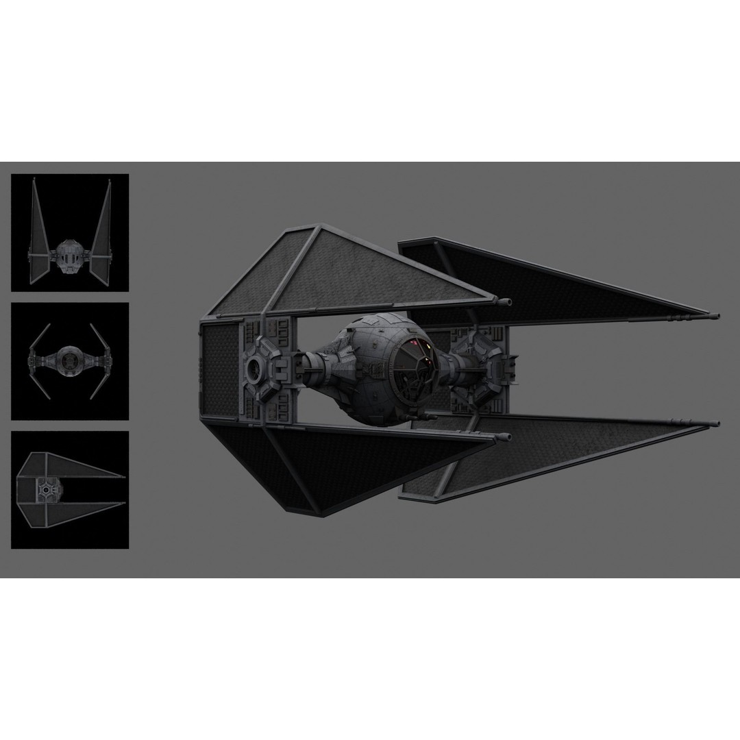 Star Wars Imperial TIE Interceptor 3D Model – Detailed PBR Rigged Asset, FBX