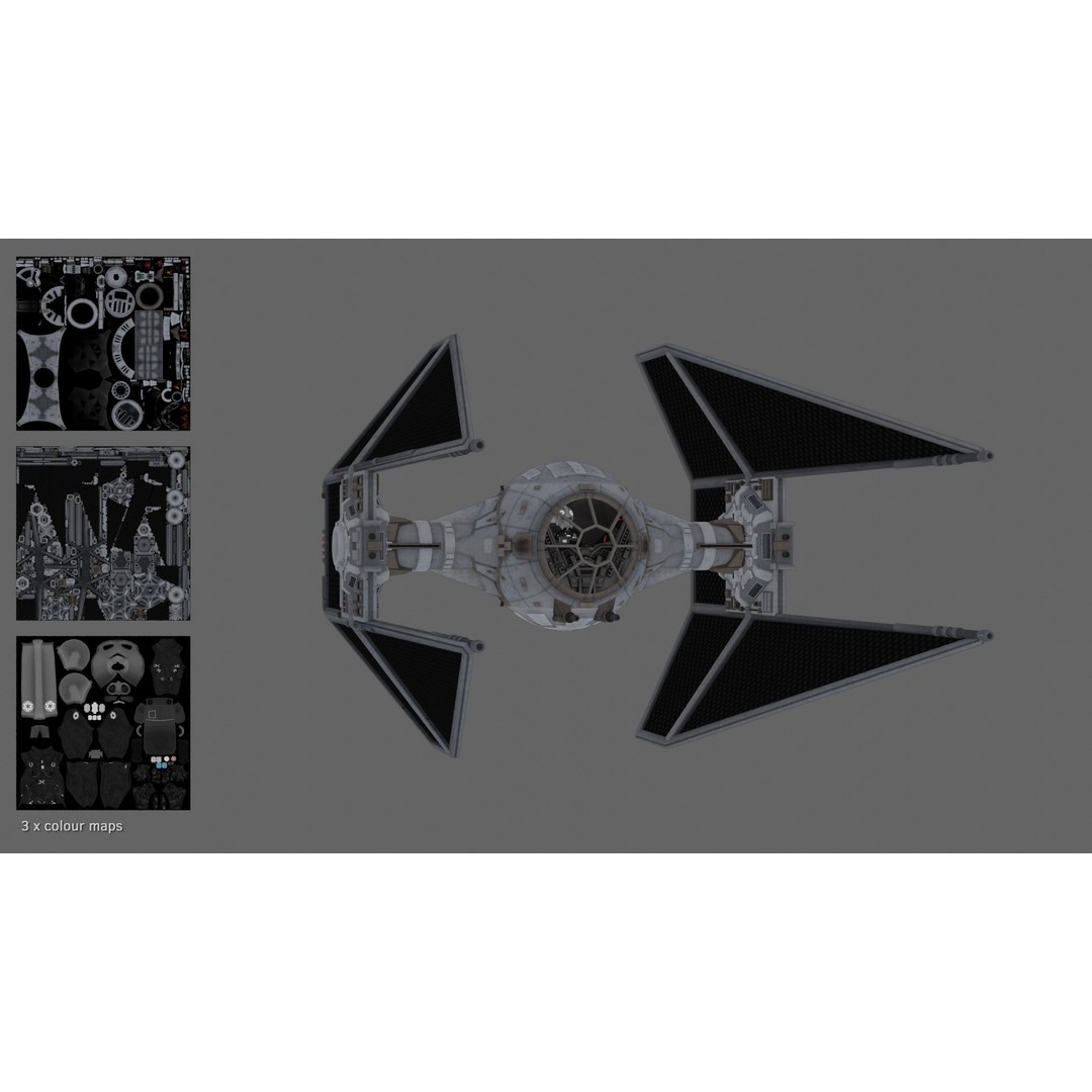 Star Wars Imperial TIE Interceptor 3D Model – Detailed PBR Rigged Asset, FBX - View 10