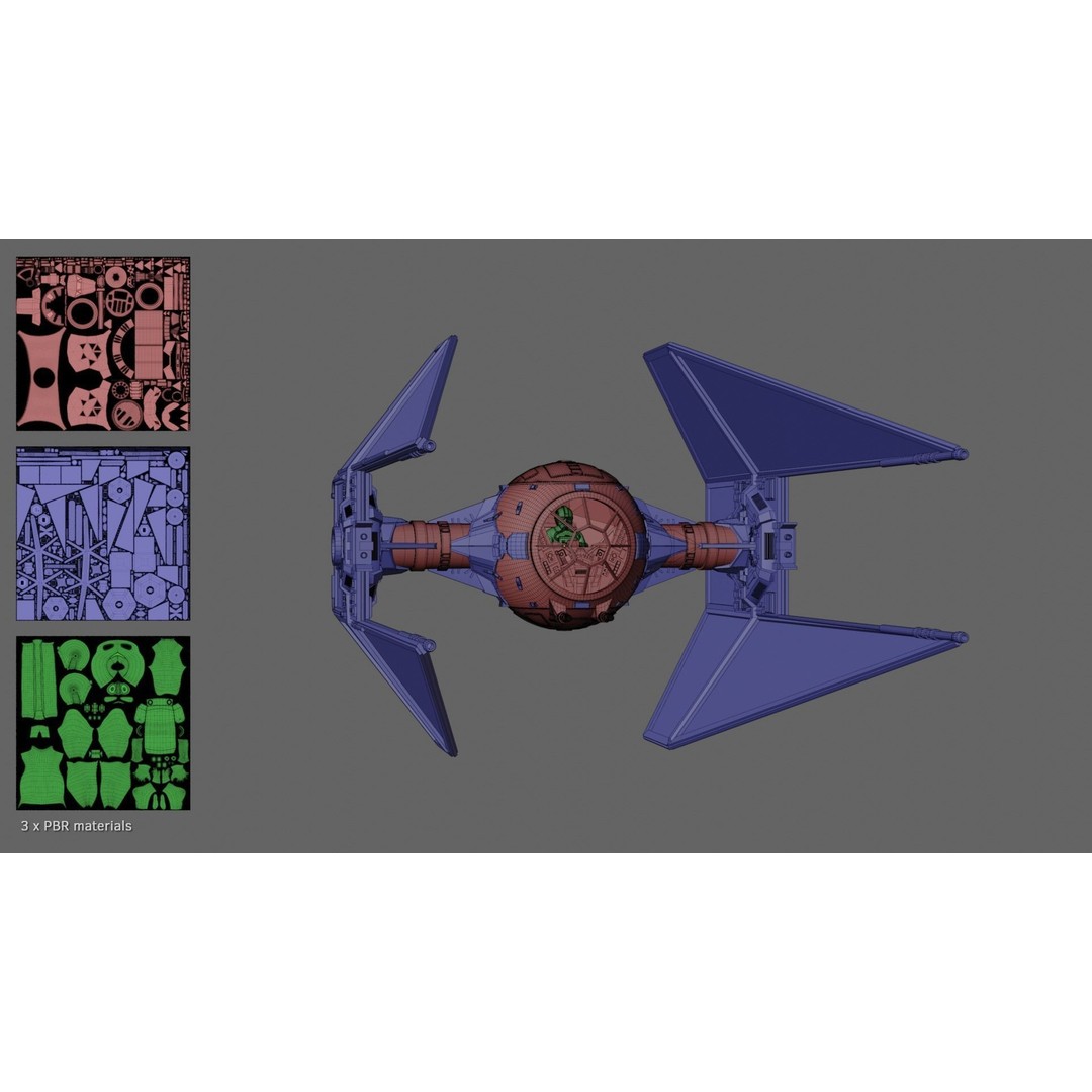 Star Wars Imperial TIE Interceptor 3D Model – Detailed PBR Rigged Asset, FBX - View 9