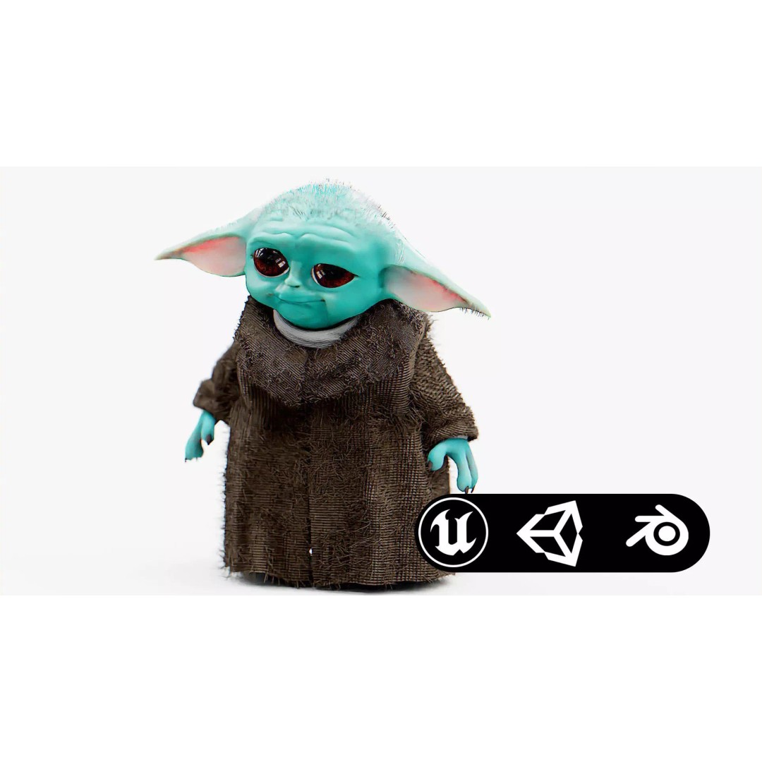 Baby Yoda 3D Model – Rigged Character for Unreal Engine, Unity, FBX - View 2