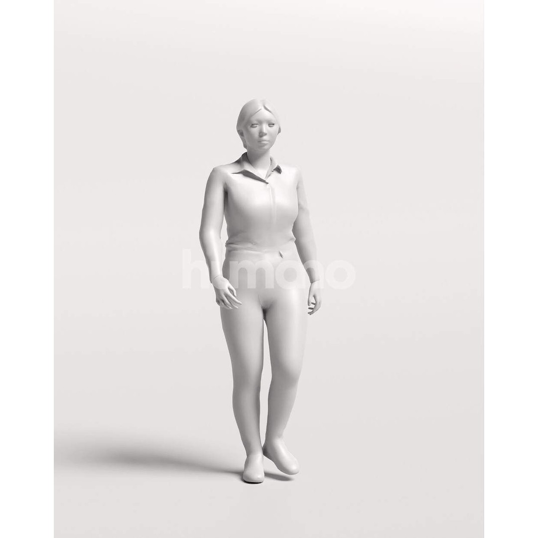 Humano Asian Woman 3D Model – Realistic Walking Pose, PBR Textures - View 4