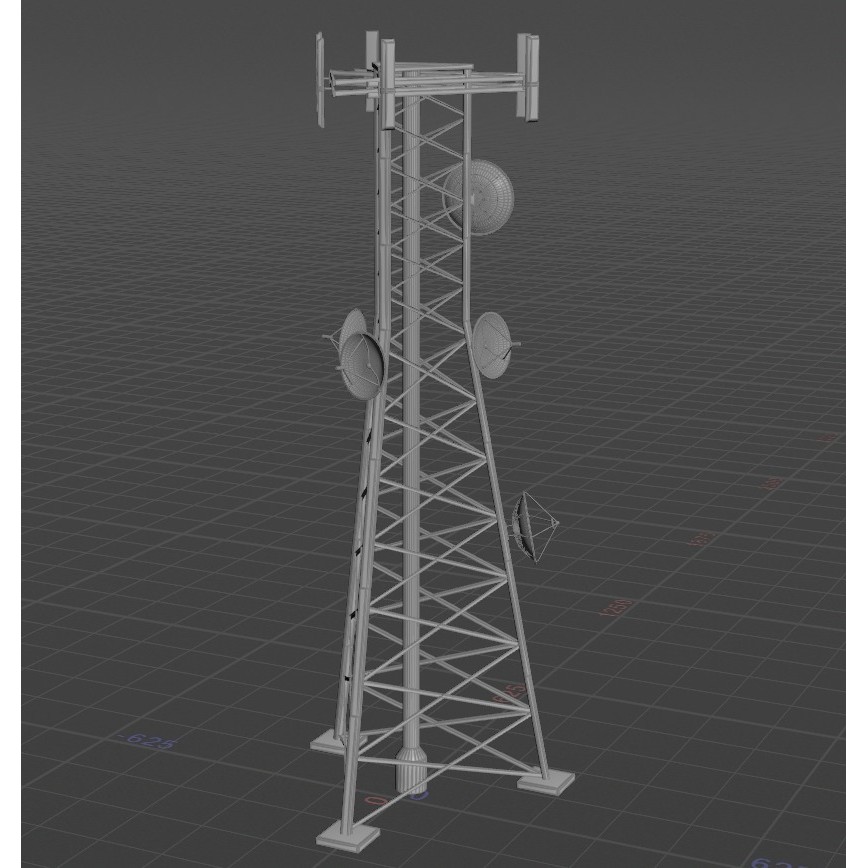 Antenna 3D Model – Low Poly Telecommunications Collection, FBX/OBJ - View 9