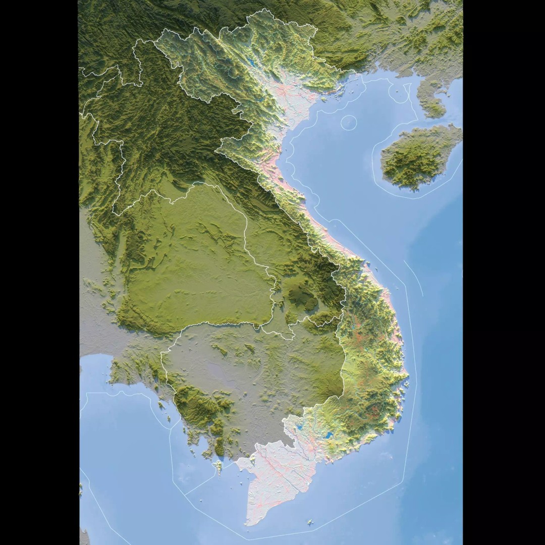Vietnam Map 3D Model – Realistic Terrain with Satellite Imagery, FBX/OBJ - View 11