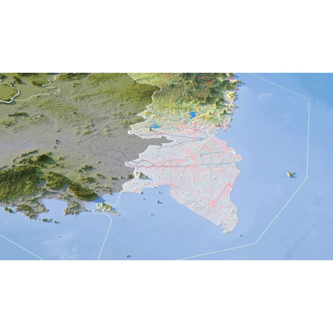 Vietnam Map 3D Model – Realistic Terrain with Satellite Imagery, FBX/OBJ - View 14