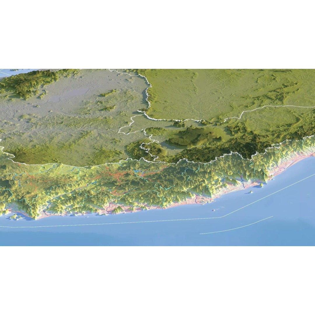 Vietnam Map 3D Model – Realistic Terrain with Satellite Imagery, FBX/OBJ - View 15