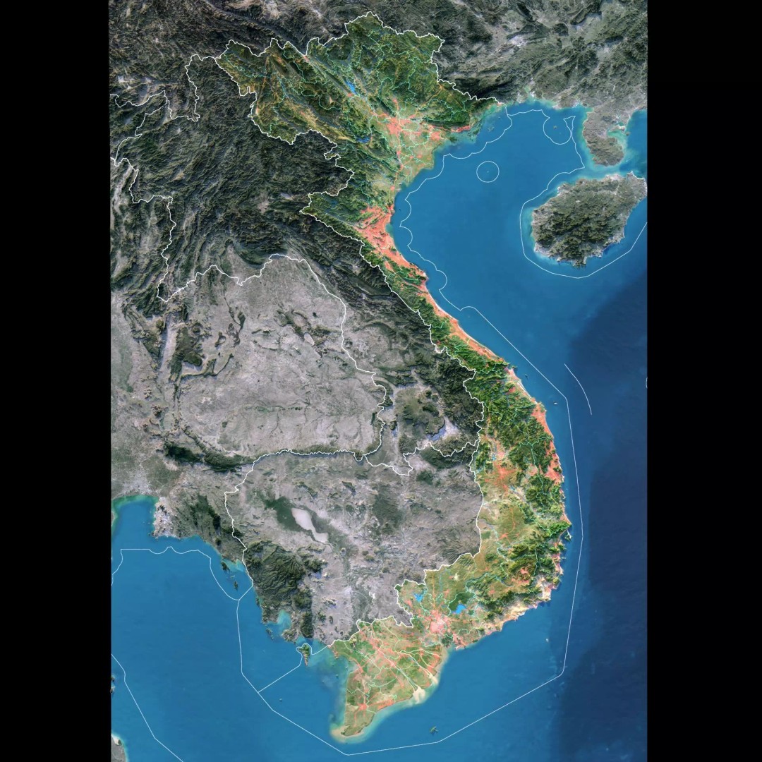Vietnam Map 3D Model – Realistic Terrain with Satellite Imagery, FBX/OBJ - View 3