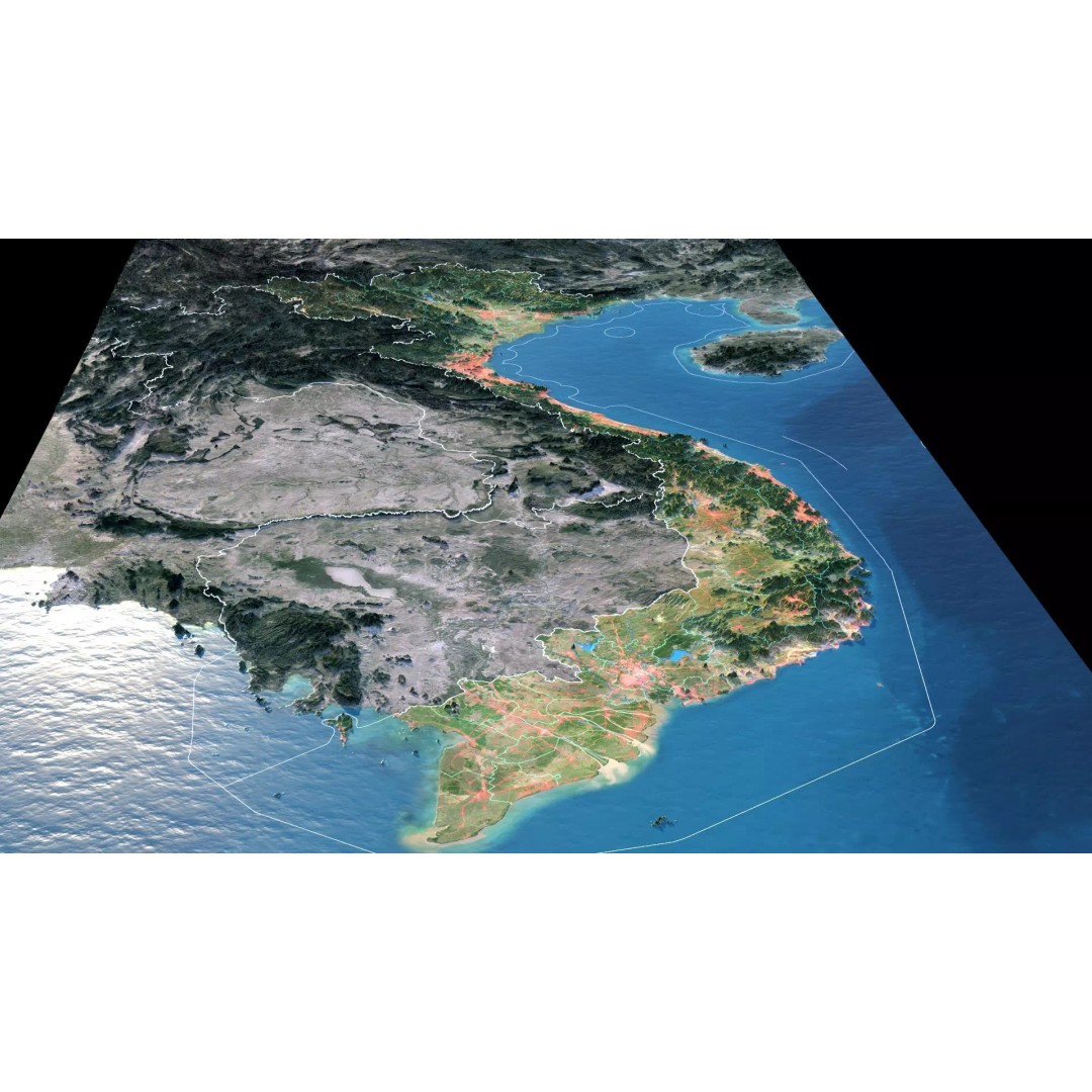 Vietnam Map 3D Model – Realistic Terrain with Satellite Imagery, FBX/OBJ - View 4
