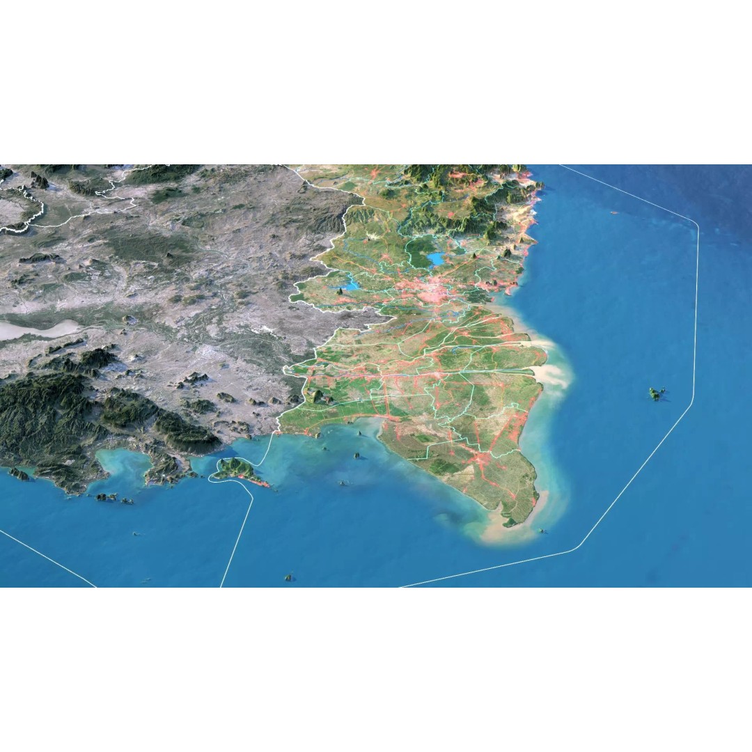 Vietnam Map 3D Model – Realistic Terrain with Satellite Imagery, FBX/OBJ - View 5