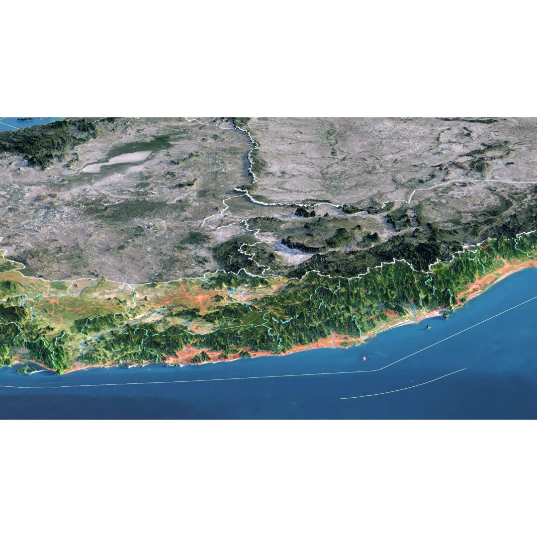 Vietnam Map 3D Model – Realistic Terrain with Satellite Imagery, FBX/OBJ - View 6