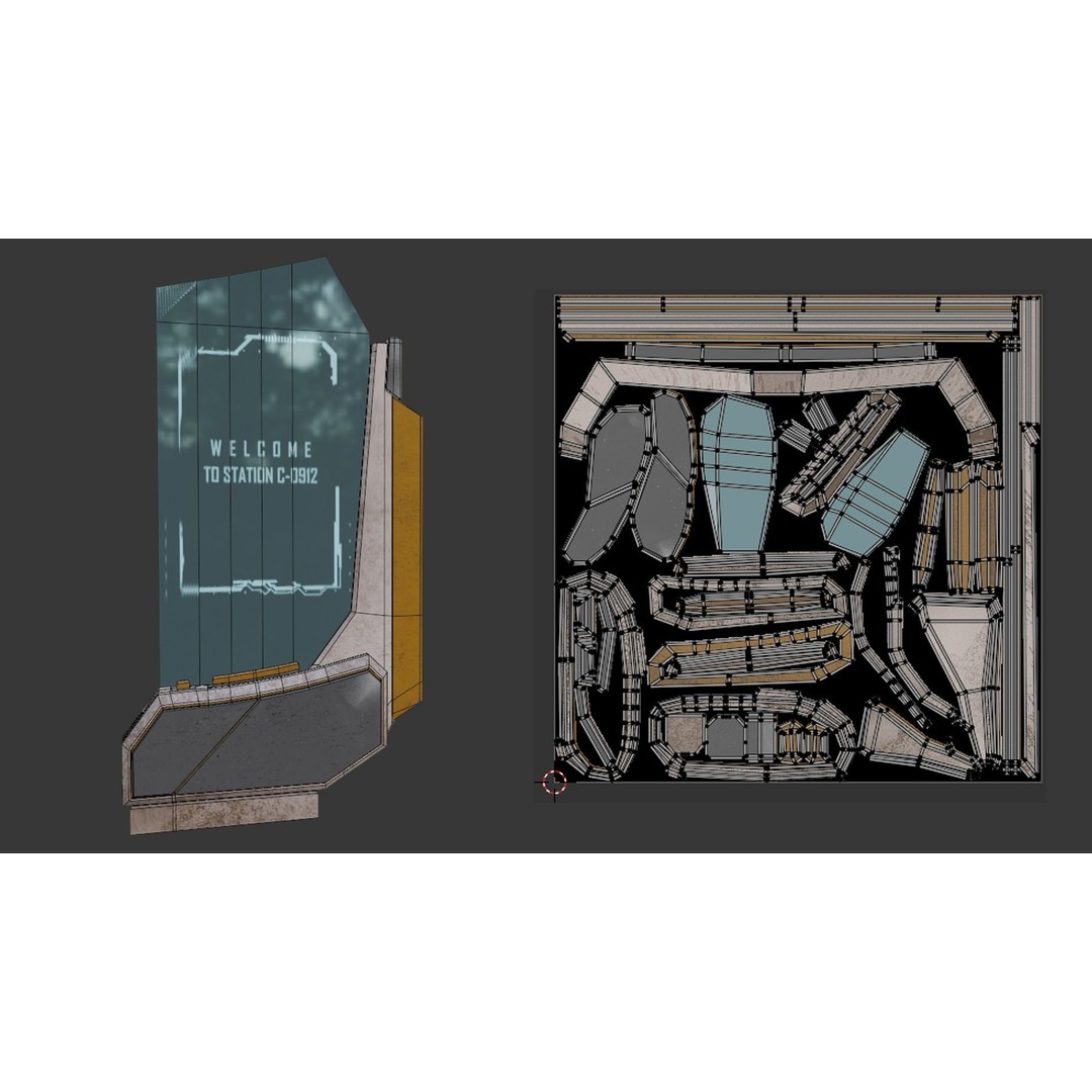 Sci-Fi Stations City Set 3D Model – Low Poly Game Asset, PBR Textures
