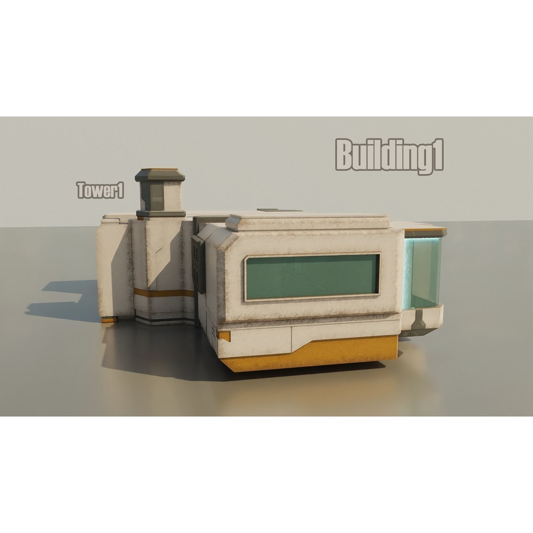 Sci-Fi Stations City Set 3D Model – Low Poly Game Asset, PBR Textures - View 10