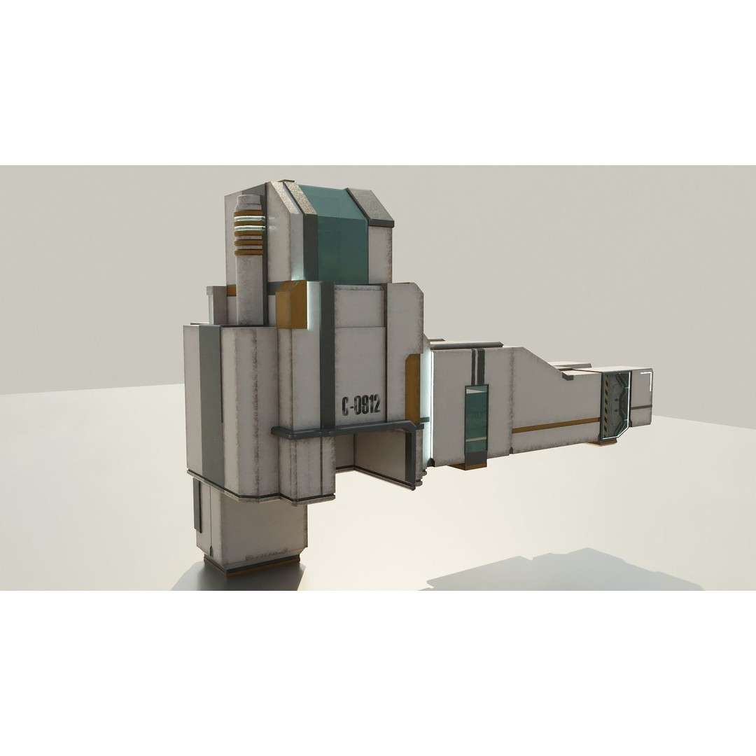 Sci-Fi Stations City Set 3D Model – Low Poly Game Asset, PBR Textures - View 11