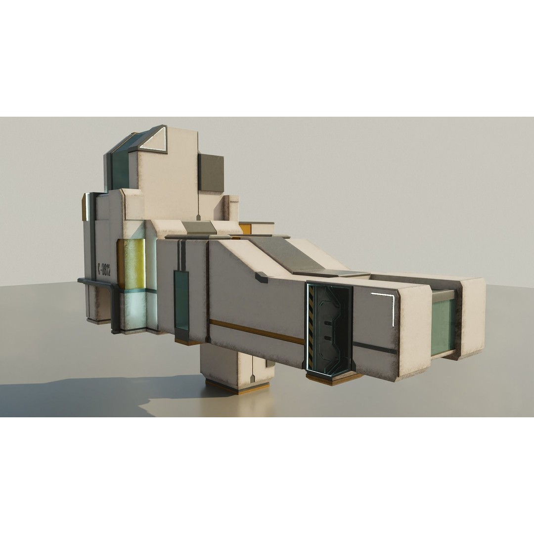Sci-Fi Stations City Set 3D Model – Low Poly Game Asset, PBR Textures - View 12