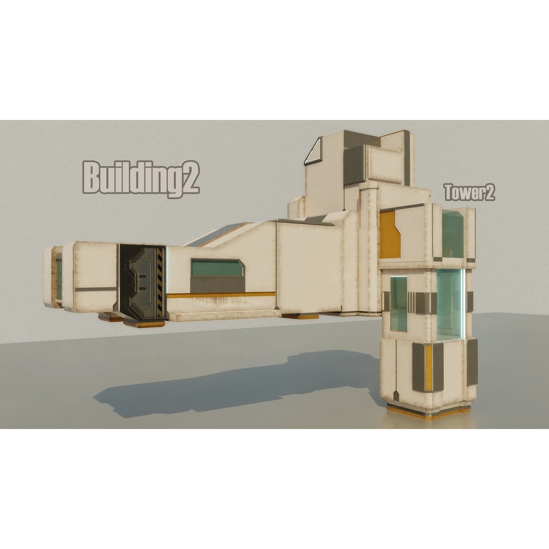 Sci-Fi Stations City Set 3D Model – Low Poly Game Asset, PBR Textures - View 13