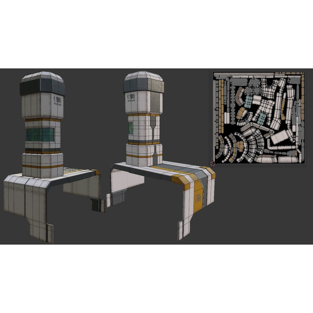 Sci-Fi Stations City Set 3D Model – Low Poly Game Asset, PBR Textures - View 16