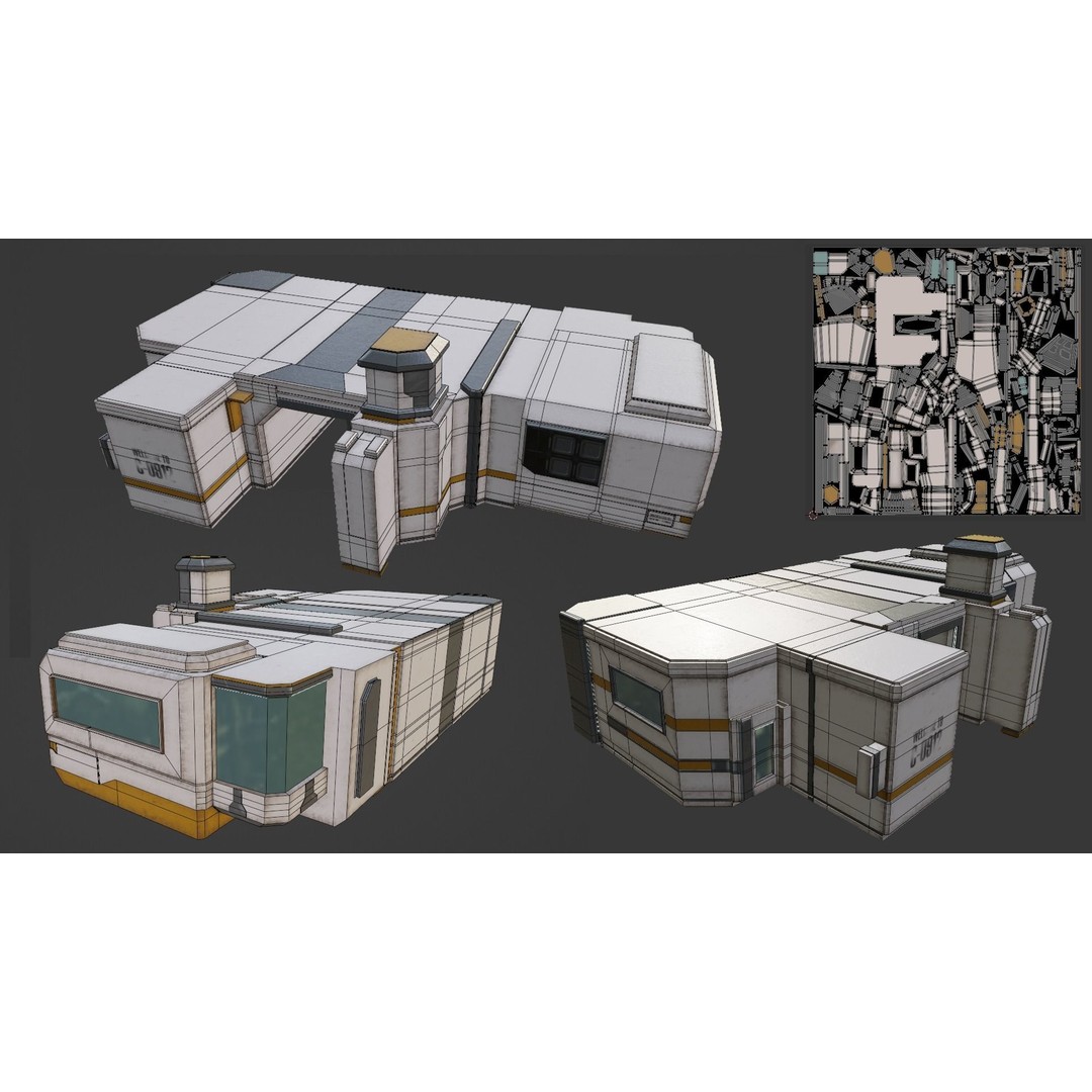 Sci-Fi Stations City Set 3D Model – Low Poly Game Asset, PBR Textures - View 17