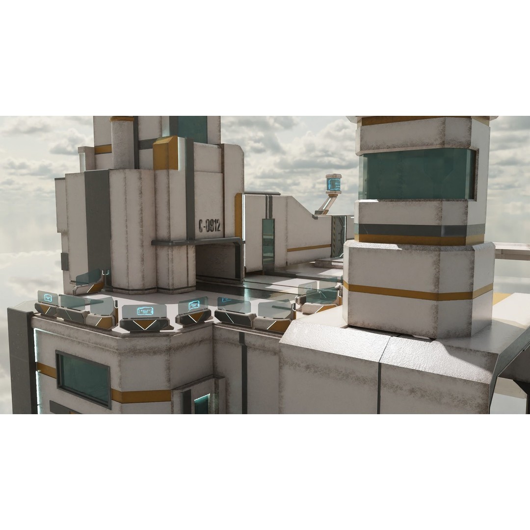 Sci-Fi Stations City Set 3D Model – Low Poly Game Asset, PBR Textures - View 7
