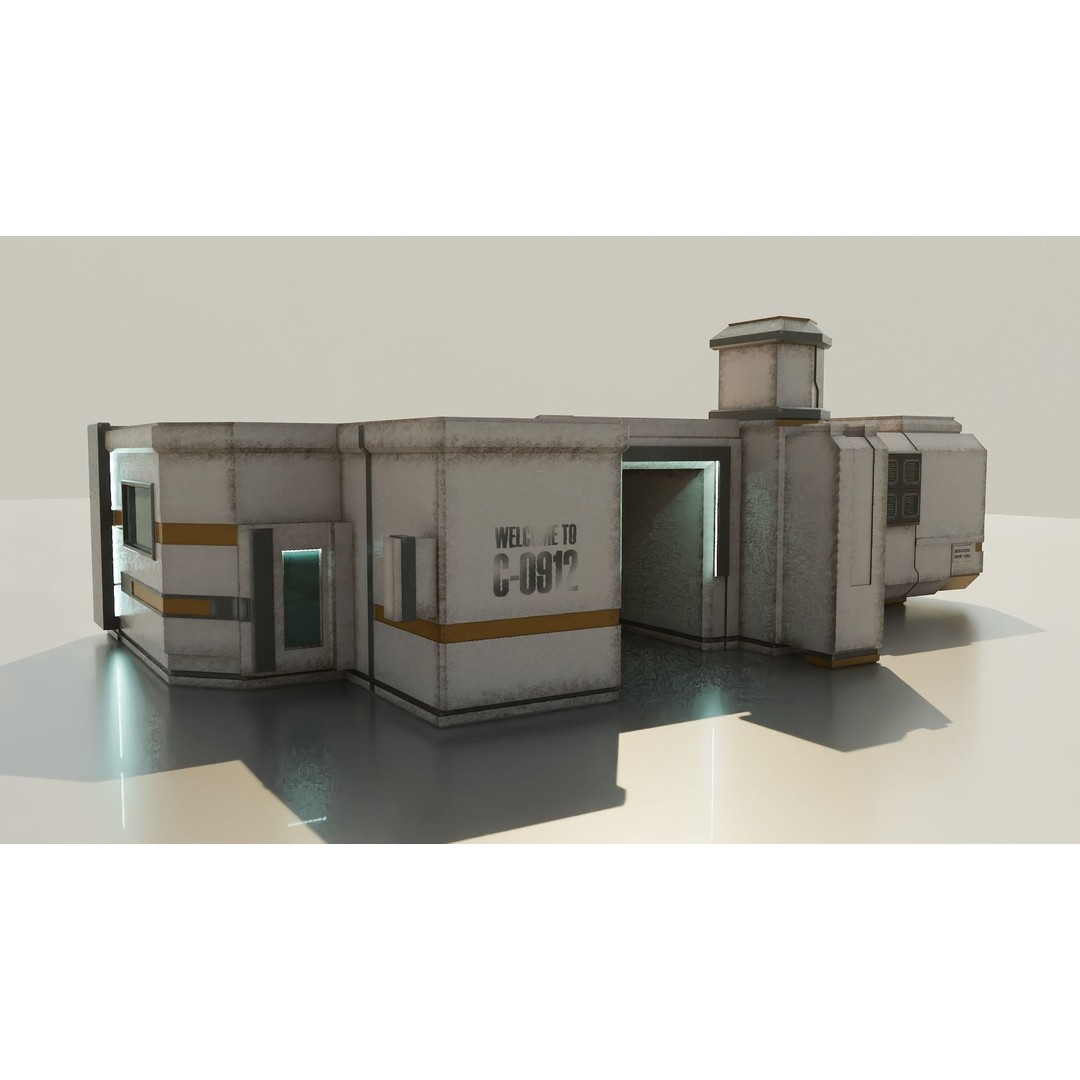 Sci-Fi Stations City Set 3D Model – Low Poly Game Asset, PBR Textures - View 8