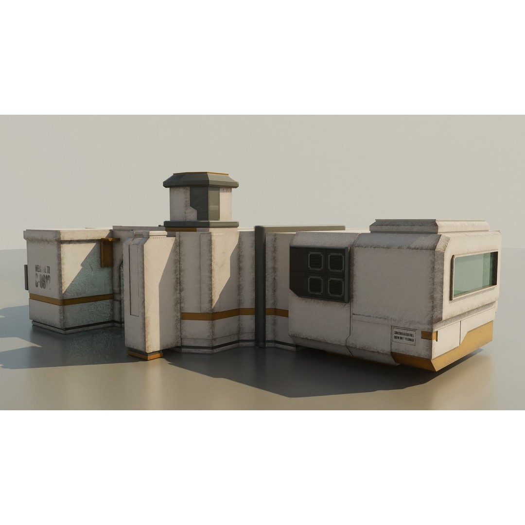 Sci-Fi Stations City Set 3D Model – Low Poly Game Asset, PBR Textures - View 9
